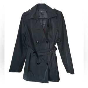 Style & Co black‎ belted mid length trench coat size medium